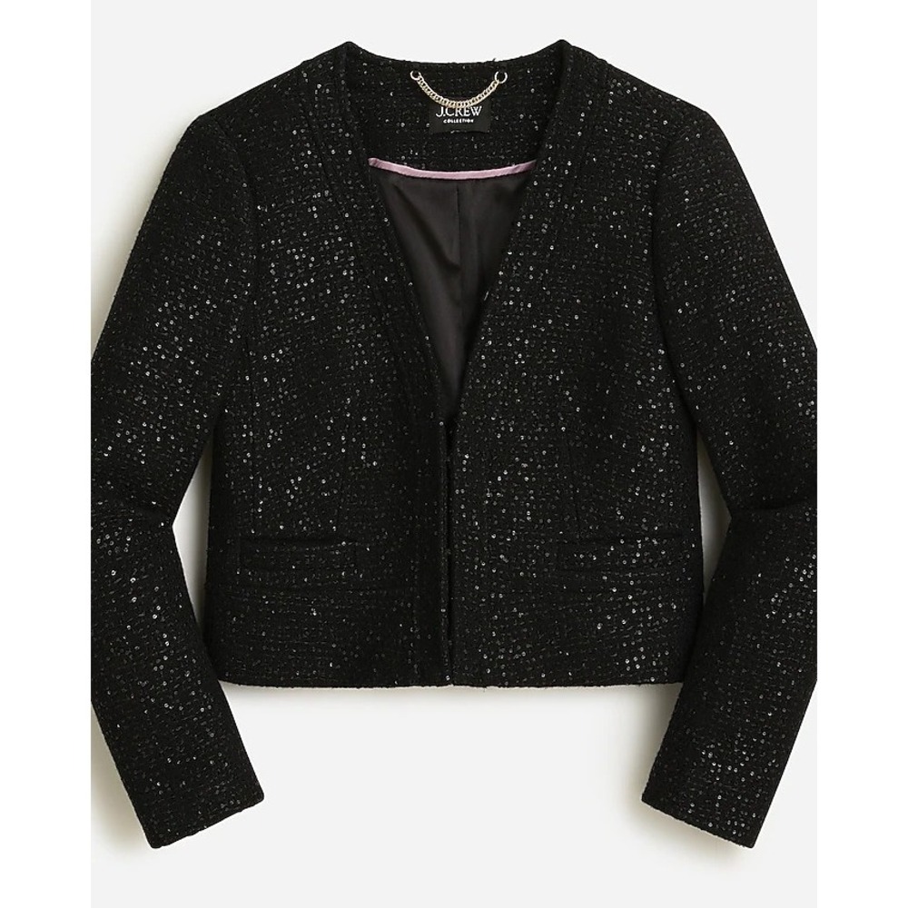 NWT J Crew Collection Sz 8 Black Sequined Chariot Lady Jacket Blazer BM560